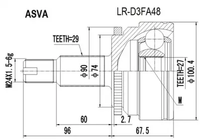 LR-D3FA48 ASVA Шарнирный комплект, приводной вал