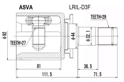 LRIL-D3F ASVA Шарнирный комплект, приводной вал