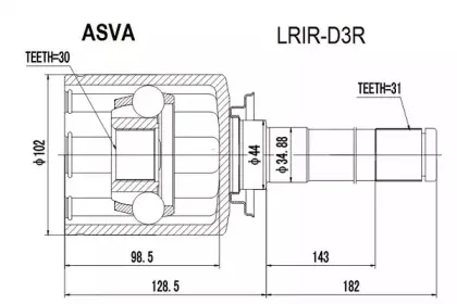 LRIR-D3R ASVA Шарнирный комплект, приводной вал