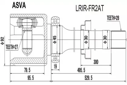 LRIR-FR2AT ASVA Шарнирный комплект, приводной вал