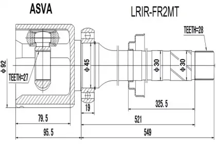 LRIR-FR2MT ASVA Шарнирный комплект, приводной вал