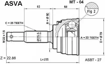 MT-04 ASVA Шарнирный комплект, приводной вал