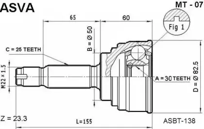 MT-07 ASVA Шарнирный комплект, приводной вал