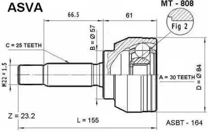 MT-808 ASVA Шарнирный комплект, приводной вал
