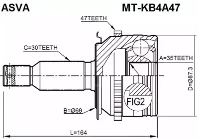 MT-KB4A47 ASVA Шарнирный комплект, приводной вал