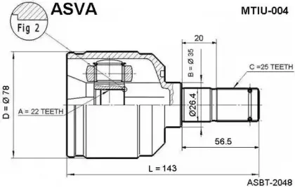 MTIU-004 ASVA Шарнирный комплект, приводной вал