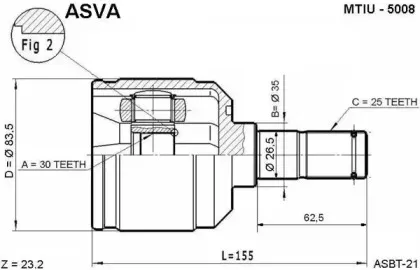 MTIU-5008 ASVA Шарнирный комплект, приводной вал