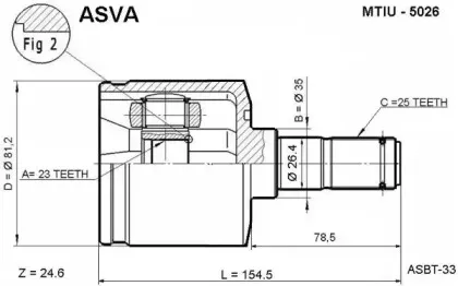 MTIU-5026 ASVA Шарнирный комплект, приводной вал