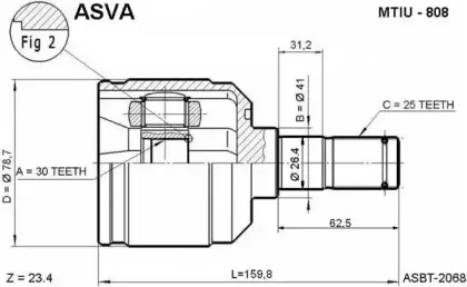 MTIU-808 ASVA Шарнирный комплект, приводной вал