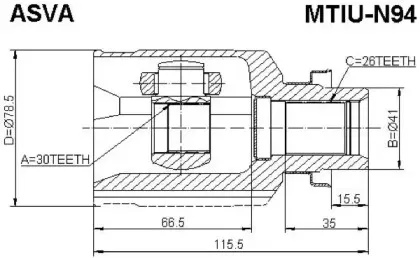 MTIU-N94 ASVA Шарнирный комплект, приводной вал