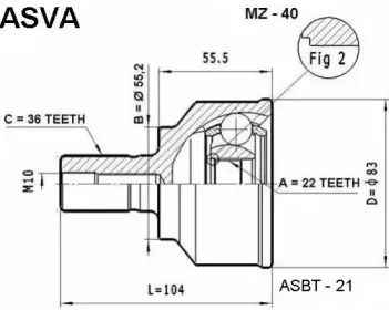 MZ-40 ASVA Шарнирный комплект, приводной вал