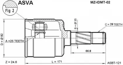 MZ-IDMT-02 ASVA Шарнирный комплект, приводной вал