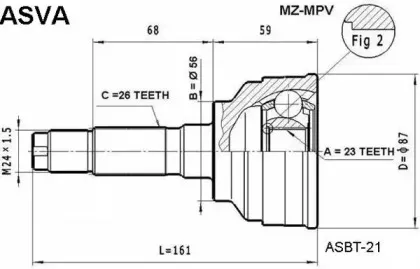 MZ-MPV ASVA Шарнирный комплект, приводной вал