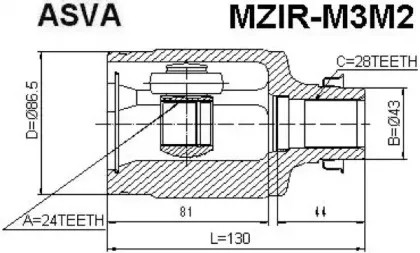 MZIR-M3M2 ASVA Шарнирный комплект, приводной вал