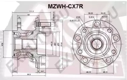 MZWH-CX7R ASVA Ступица колеса
