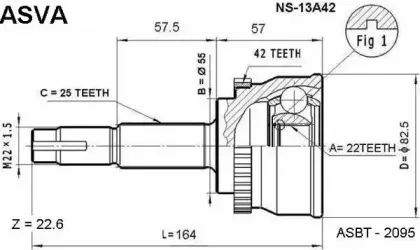 NS-13A42 ASVA Шарнирный комплект, приводной вал