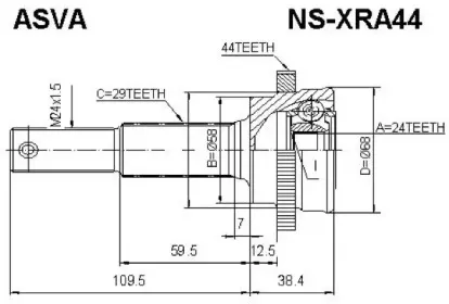 NS-XRA44 ASVA Шарнирный комплект, приводной вал
