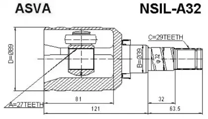 NSIL-A32 ASVA Шарнирный комплект, приводной вал