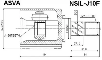 NSIL-J10F ASVA Шарнирный комплект, приводной вал