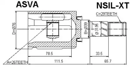 NSIL-XT ASVA Шарнирный комплект, приводной вал