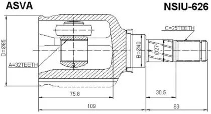 NSIU-626 ASVA Шарнирный комплект, приводной вал