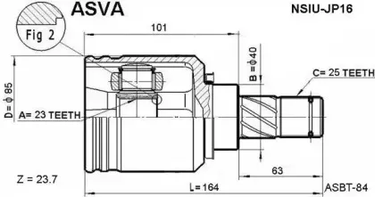 NSIU-JP16 ASVA Шарнирный комплект, приводной вал