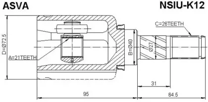 NSIU-K12 ASVA Шарнирный комплект, приводной вал