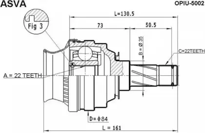 OPIU-5002 ASVA Шарнирный комплект, приводной вал