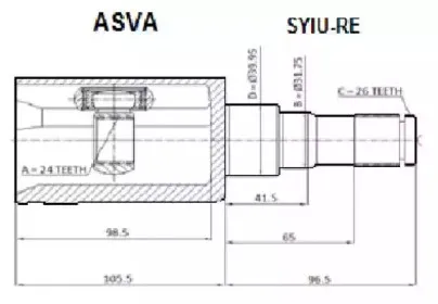 SYIURE ASVA Шарнирный комплект, приводной вал
