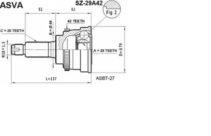 SZ-29A42 ASVA Шарнирный комплект, приводной вал