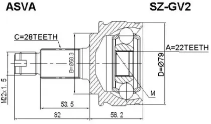 SZ-GV2 ASVA Шарнирный комплект, приводной вал