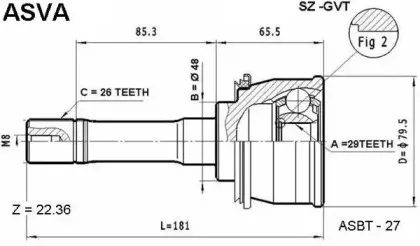 SZ-GVT ASVA Шарнирный комплект, приводной вал