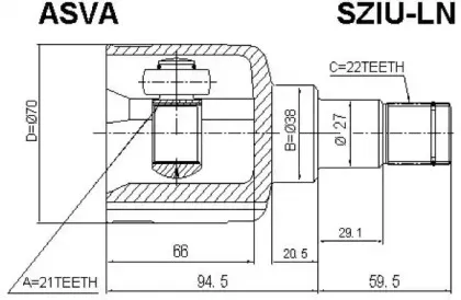 SZIU-LN ASVA Шарнирный комплект, приводной вал