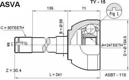 TY-15 ASVA Шарнирный комплект, приводной вал