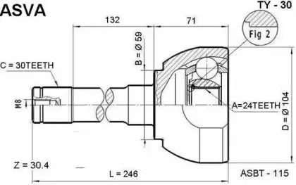 TY-30 ASVA Шарнирный комплект, приводной вал