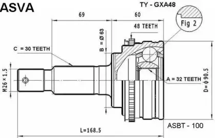 TY-GXA48 ASVA Шарнирный комплект, приводной вал