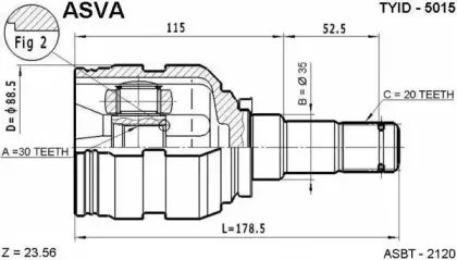TYID-5015 ASVA Шарнирный комплект, приводной вал