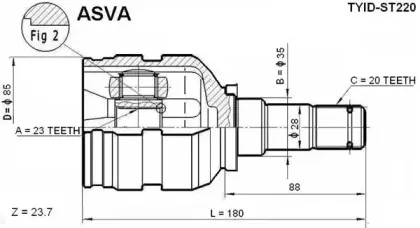 TYID-ST220 ASVA Шарнирный комплект, приводной вал