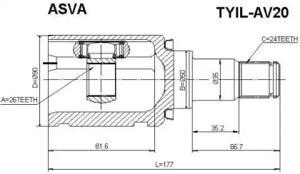 TYIL-AV20 ASVA Шарнирный комплект, приводной вал
