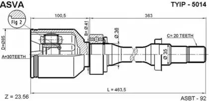 TYIP-5014 ASVA Шарнирный комплект, приводной вал