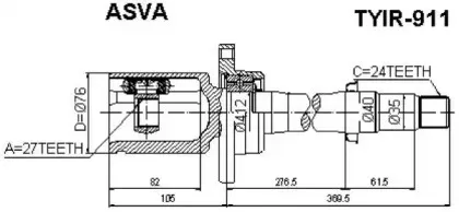 TYIR-911 ASVA Шарнирный комплект, приводной вал