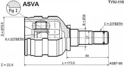 TYIU-110 ASVA Шарнирный комплект, приводной вал