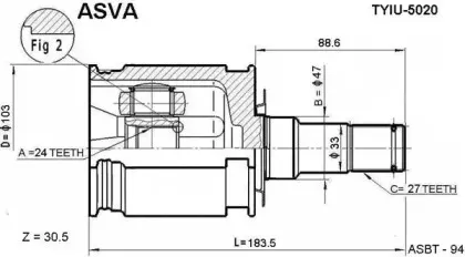 TYIU-5020 ASVA Шарнирный комплект, приводной вал