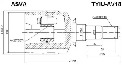 TYIU-AV18 ASVA Шарнирный комплект, приводной вал