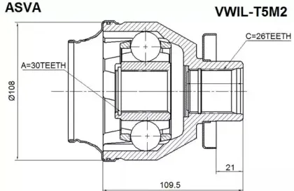 VWIL-T5M2 ASVA Шарнирный комплект, приводной вал