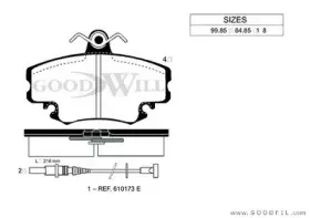 1013 F GOODWILL Комплект тормозных колодок, дисковый тормоз