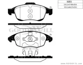1057 F GOODWILL Комплект тормозных колодок, дисковый тормоз