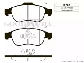1083 F GOODWILL Комплект тормозных колодок, дисковый тормоз