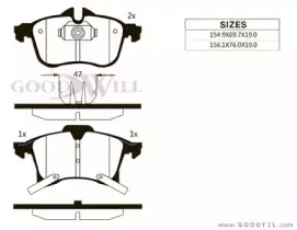 1098 F GOODWILL Комплект тормозных колодок, дисковый тормоз