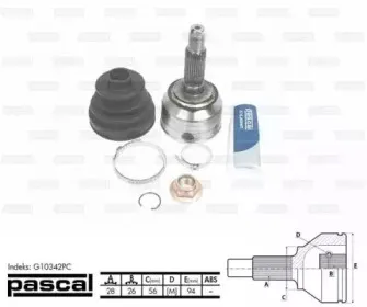 G10342PC PASCAL Шарнирный комплект, приводной вал